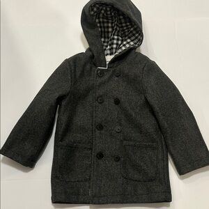 Kids Gray Hooded Pea Coat